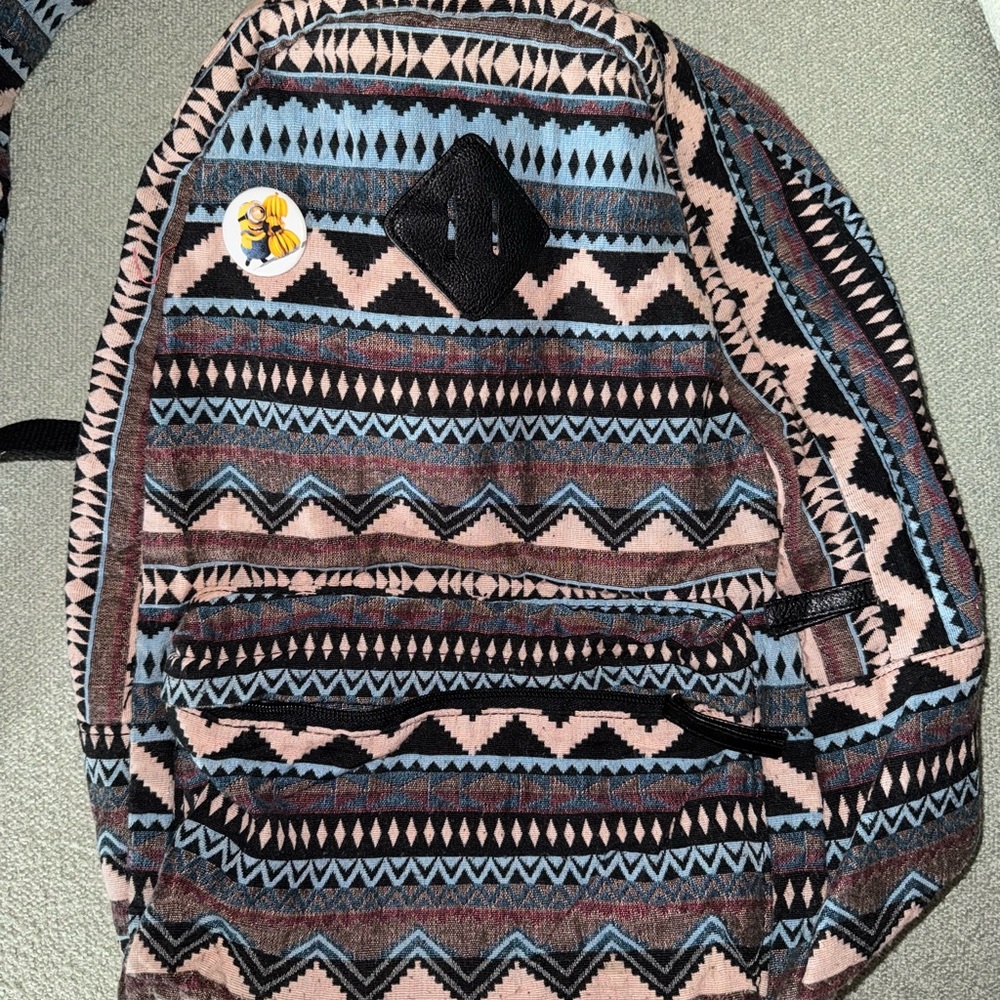 Forever 21 Tribal Pattern Backpack - Pink, Blue, Black